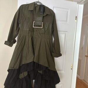 Olive Green Asymmetrical Dress